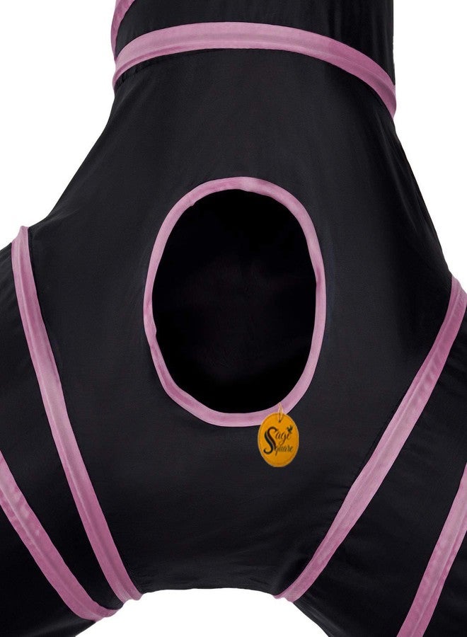 سايج سكوير كيس نوم كبير الحجم محمول من سيج سكوير مع نفق ثلاثي الاتجاهات للتمارين وكرة معلقة للقطط والقطط الصغيرة والأرانب وخنازير غينيا والجراء (وردي) - Image 5